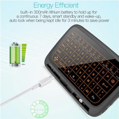 Bàn phím cảm ứng không dây VAORLO 2.4GHz Full Touch Air Mouse Bàn phím cảm ứng Đèn nền Bàn phím thông minh cho máy tính xách tay