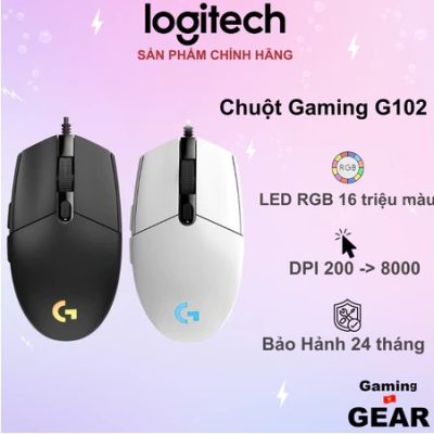 Chuột Logitech G102 Lightsync – Chuột gaming RGB 6 nút, cảm biến 200–8000 DPI, 1ms, lưu cấu hình onboard